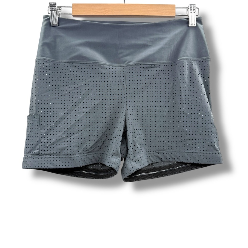 Kinona Active Shorts Women’s Size Small Gray High Rise Compression Mesh Stretch